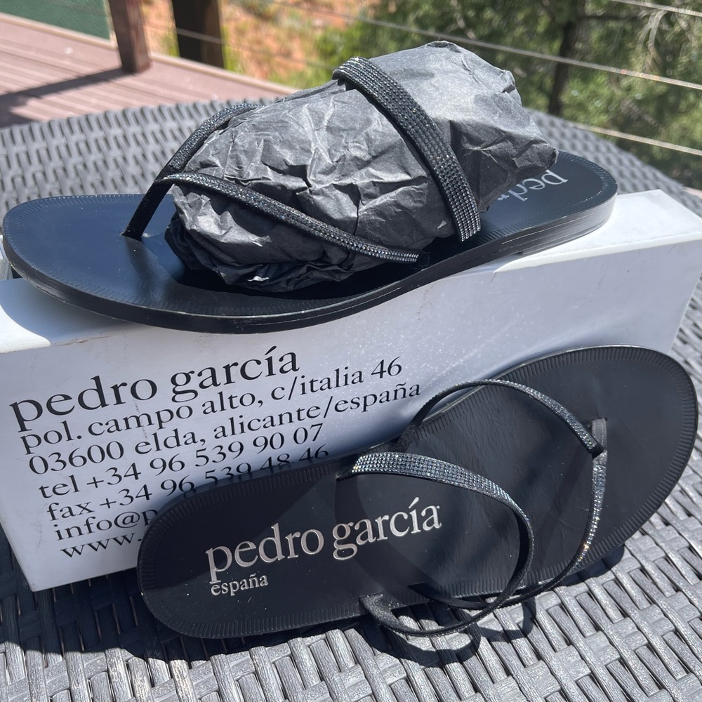Brand new Pedro Garcia Ilsa black Swarovski crystals sandals 38 1/2 original box